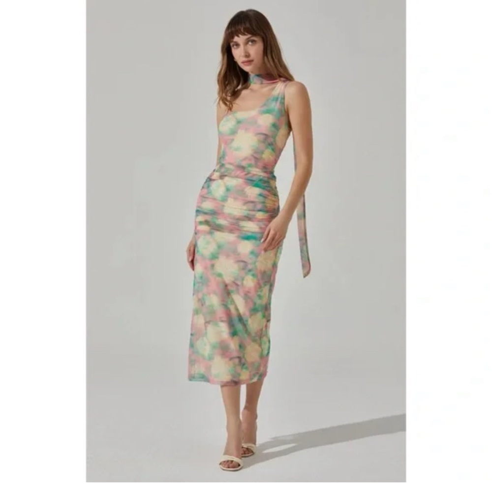 NWT ASTR the label One Shoulder Neck-Tie Midi Dress Sz‎ Small $89
